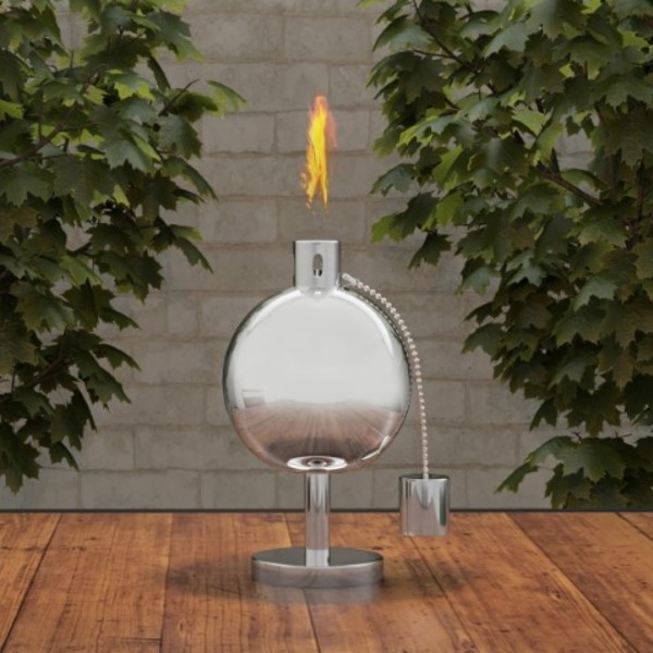 Nature Spring Tabletop Torch Lamp, 10-inch Stainless Steel Outdoor Fuel Canister Flame Light for Backyard, Patio 988057MYX